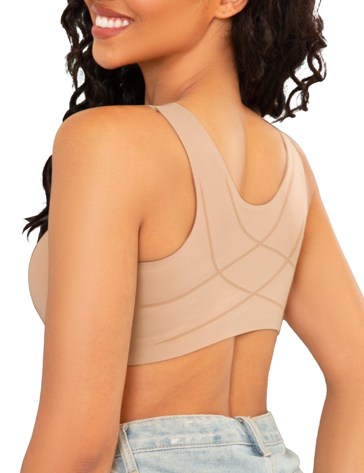 FallSweet bra beige / 34C “No Wire Posture Bras" Front Closure Back Support Comfortable Bra Hide Back Fat