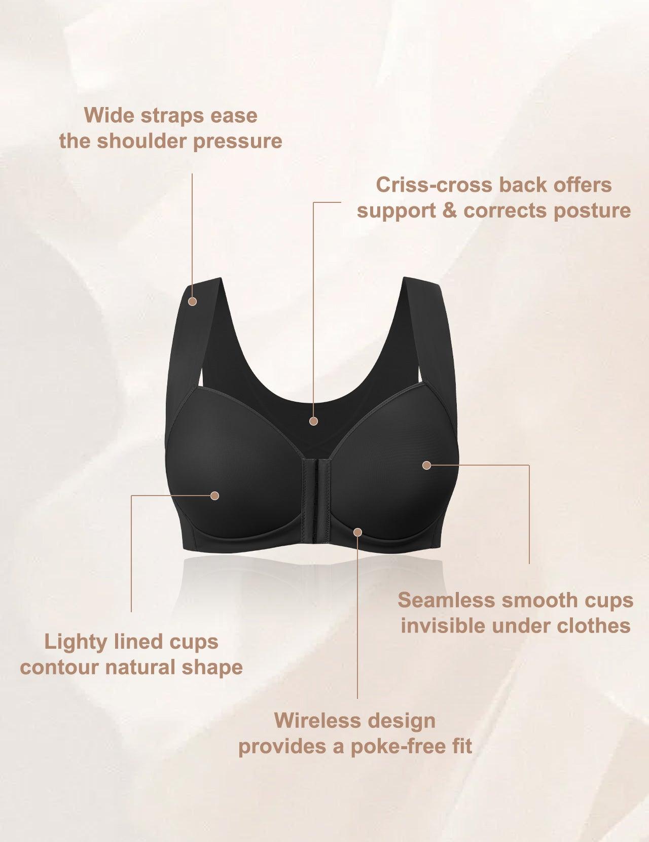 FallSweet bra “No Wire Posture Bras" Front Closure Back Support Comfortable Bra Hide Back Fat