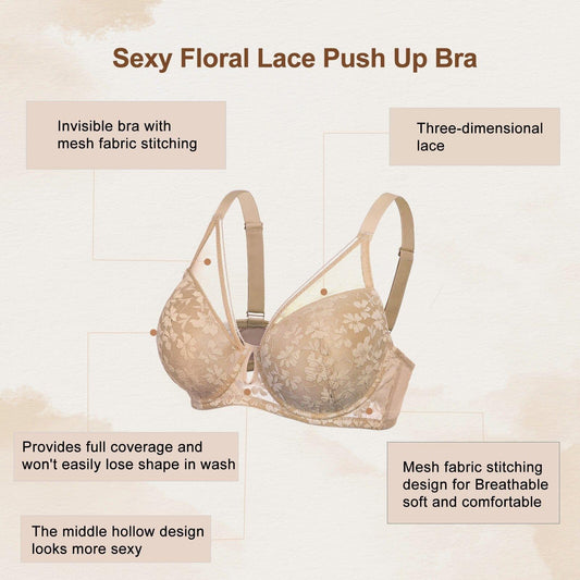 FallSweet push up bras "Add one Cup" Lace Push Up Bras Underwire Padded Sexy Brassiere