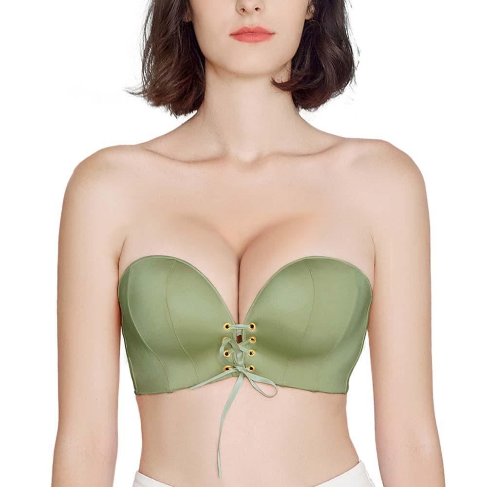 FallSweet push up bras Green / 32 / A "Add Two Cups" Strapless Push Up Bandeau Bra