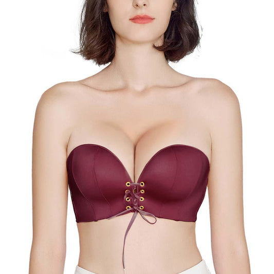 FallSweet push up bras Wine Red / 32 / A "Add Two Cups" Strapless Push Up Bandeau Bra