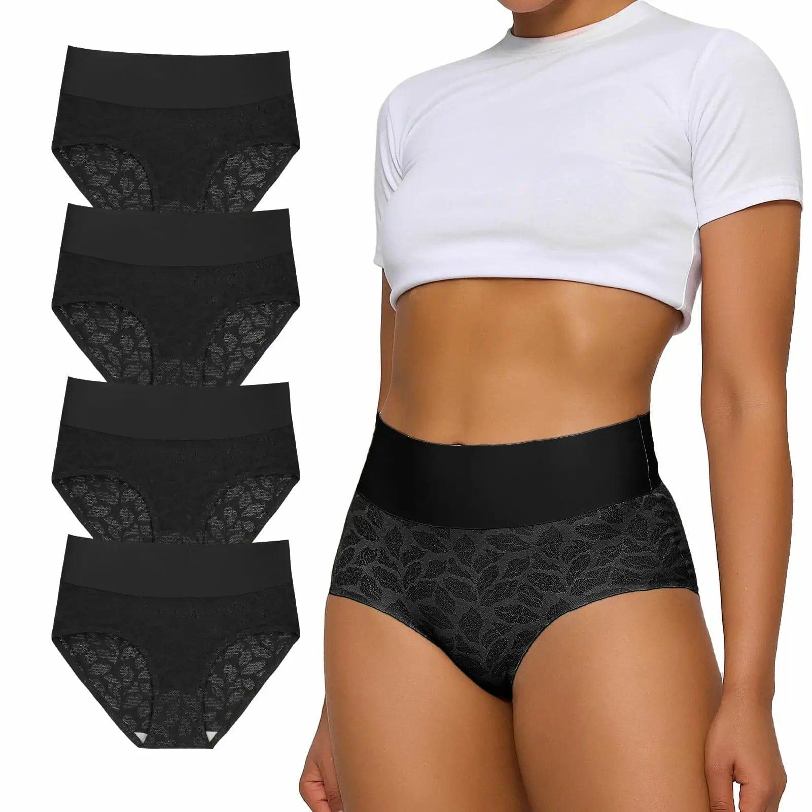 FallSweet S / Black4(4-pack) No Show Lace Shaping Underwear High Waisted 5 Pack