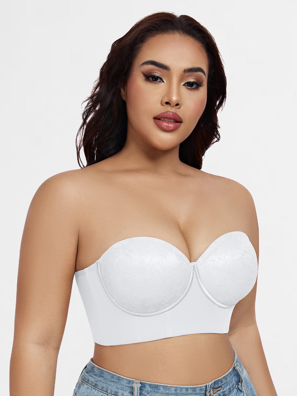 FallSweet White / 36 / D Multiway Strapless Longline Bustier Bra