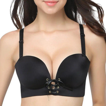 FallSweet Black / A / 32 "Add Two Cups" Padded Wireless Plunge Push Up Bra