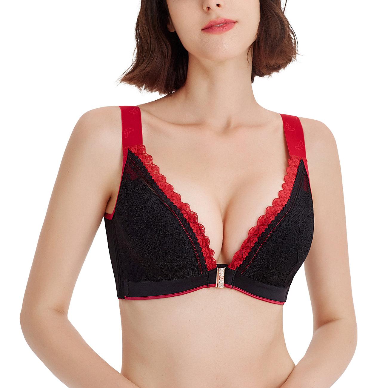 FallSweet Bra Wireless Bras Black / 32 / C "Sexy Lace" Front Hook Triangle Bralette